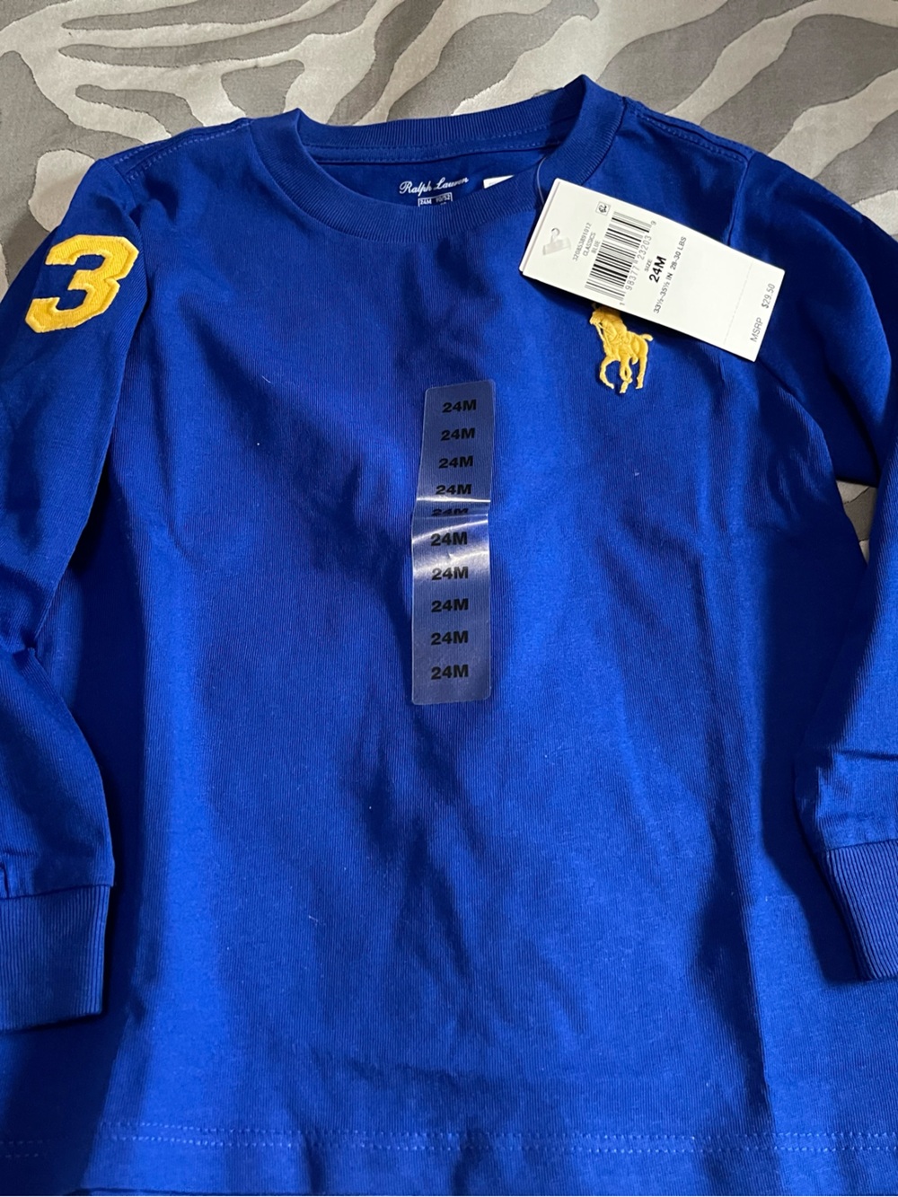 Ralph Lauren Toddler Long-Sleeve Tee in Royal Blue with Yellow Logo